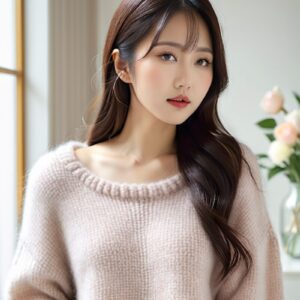 リアル系日本人女性×冬ニットを再現｜Stable Diffusion用ベースプロンプト（Mohair-Shaggy-Knit）