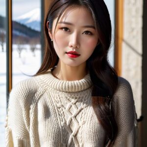 リアル系日本人女性×冬ニットを再現｜Stable Diffusion用ベースプロンプト（Cable-Knit）