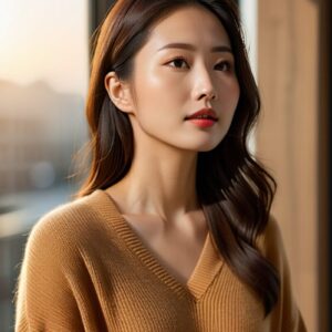 リアル系日本人女性×冬ニットを再現｜Stable Diffusion用ベースプロンプト（Vneck Knit）