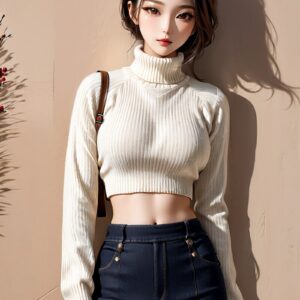 リアル系日本人女性×冬ニットを再現｜Stable Diffusion用ベースプロンプト（Short-Length-Knit）