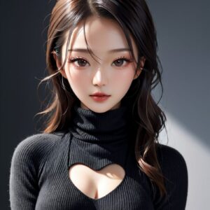 リアル系日本人女性×冬ニットを再現｜Stable Diffusion用ベースプロンプト（Cutout-Heart-Knit）