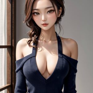 リアル系日本人女性×冬ニットを再現｜Stable Diffusion用ベースプロンプト（Halter-Neck-Knit）