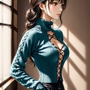 リアル系日本人女性×冬ニットを再現｜Stable Diffusion用ベースプロンプト（Corset-Knit）