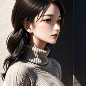 リアル系日本人女性×冬ニットを再現｜Stable Diffusion用ベースプロンプト（3D-Texture-Knit）